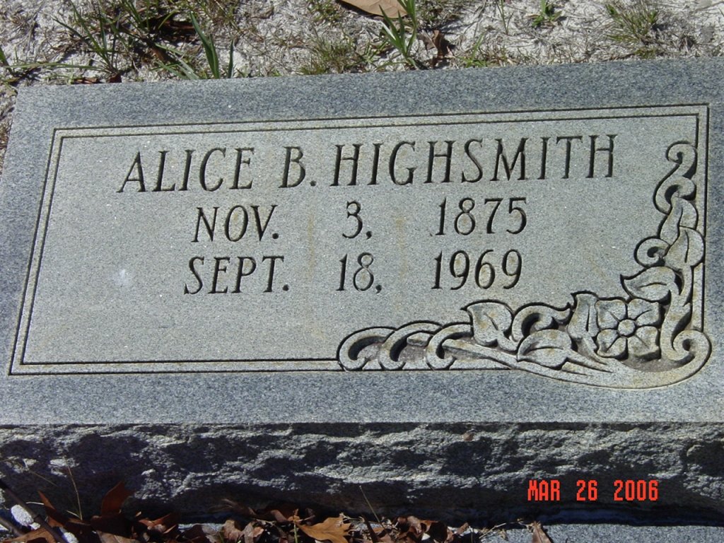 Headstone, Alice Brown